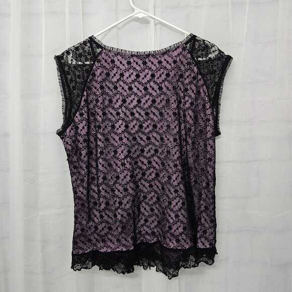 Studio 1940 Corset Blouse Lace Goth Grunge Fairy Whimsigoth Black Purple 22/24 - Picture 4 of 7